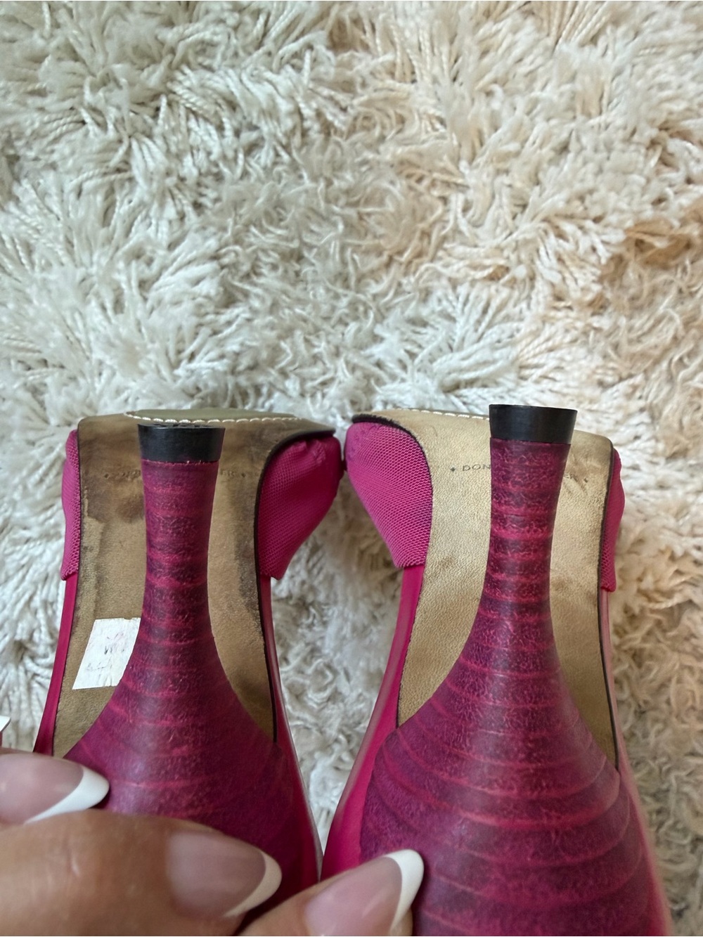 Donald J. Pliner Hot Pink Slide Mules with Tortoiseshell Ring - Picture 8 of 9
